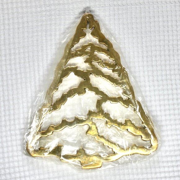 New Vintage 90's Brass Evergreen Pine Tree Trivet - Picture 1 of 6